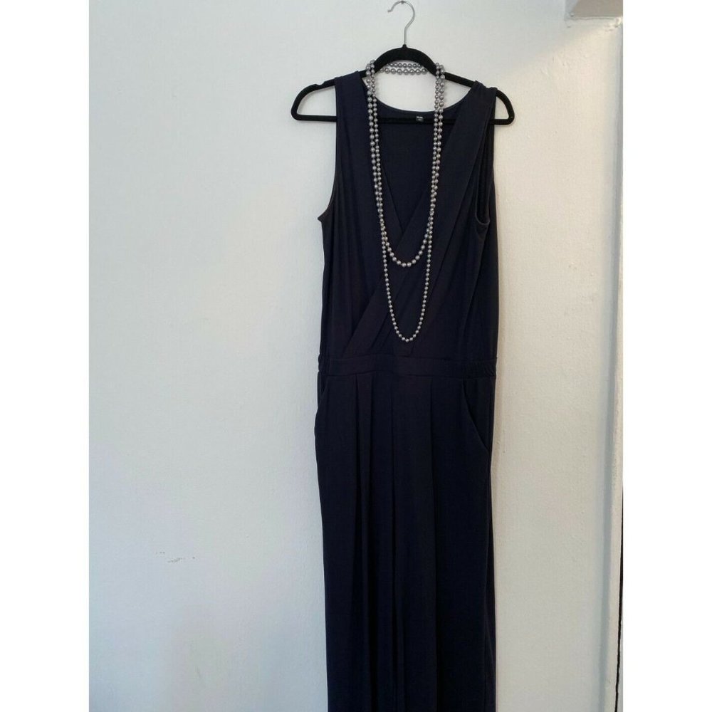 Uniqlo Women’s Wrap Pants Jumper Size L Navy V-Neck Cap Sleeveless Pullover